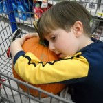 He does love this pumpkin! Picked it out himself too!