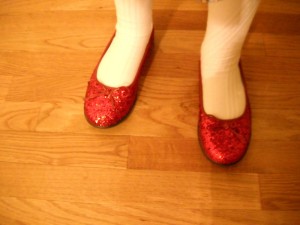 Anna's "Dorothy slippers" follow the yellow brick road!